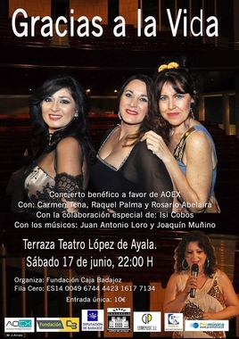 Las cantantes Raquel Palma, Carmen Tena y Rosario Abelaira actúan este sábado en Badajoz a beneficio de AOEx
