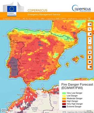 Atentos a la mitad Sur de Portugal, que estará hoy en riesgo extremo de incendios forestales 
