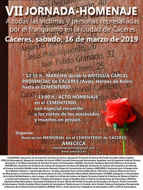 VII Jornada-Homenaje a todas las víctimas y personas represaliadas por el franquismo en la ciudad de Cáceres