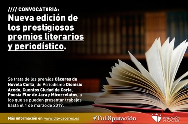 Abierto el plazo para concurrir a los Certámenes Literarios y Premio de Periodismo de la Diputación de Cáceres