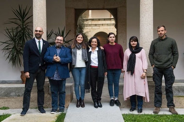 La consejera de Igualdad y portavoz de la Junta recibe en la sede de Presidencia a los galardonados con los premios Extremadura Global 2019