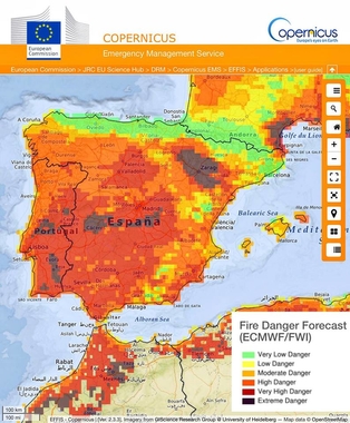 Monfragüe, el Valle del Ebro y la mitad Sur de Portugal, en riesgo de incendios forestales