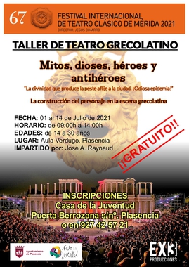 Abierto el plazo de inscripción para el taller de teatro Grecolatino que se desarrollará del 1 al 14 de julio